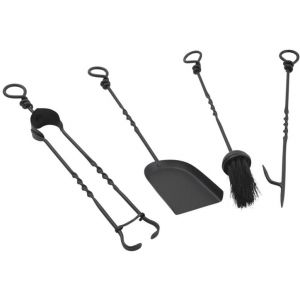 Image de Aubry Gaspard Set de 4 accessoires de chemin&eacute;e en fer forg&eacute; 46cm
