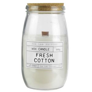 Bougie parf &eacute;e avec m&egrave;c en bois senteur fleur de coton 12 cm