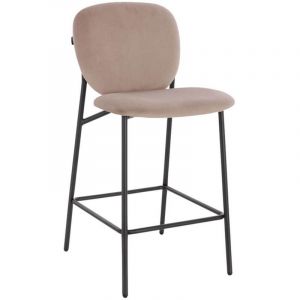 Home Deluxe - Tabouret de bar en velours celda Couleur : Marron clair, Quantit&eacute; : 1