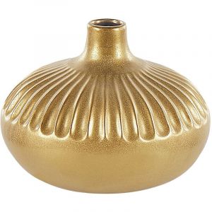 Beliani Vase d&eacute;coratif en c&eacute;ramique 20 cm dor&eacute; CERCEI