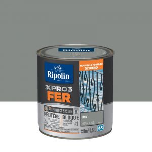 Ripolin Peinture fer intérieur / extérieur Xpro3 gris metal mat 0.5 l