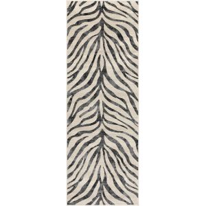 Tapis de Couloir - Zébré Bohème - Anthracite et Beige - 80x220cm