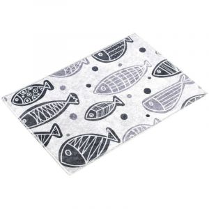 Tapis de bain poisson noir et blanc