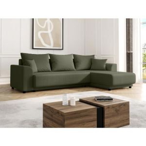 Canapé d'angle velours 4 places kaki