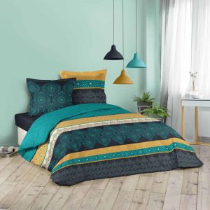 Parure 3 pi&egrave;ces 260 x 240 cm imprime majorelle