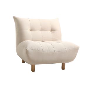 Miliboo Fauteuil scandinave en tissu naturel et chêne YUMI