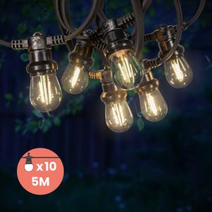 SkyLantern Guirlande Guinguette 5M Transparent IP65 - Guirlande Lumineuse Extérieur 10 Bulbes Transparent - Guirlande Exterieure Etanche pour Décoration de