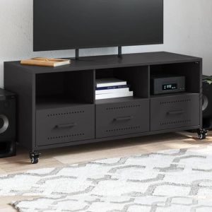 VidaXL Meuble TV noir 100,5x39x43,5 cm acier lamin&eacute; &agrave; froid, support tv, armoire m&eacute;dia, armoire hifi, unit&eacute; tv, meuble multim&eacute;dia, meuble lat&eacute;ral