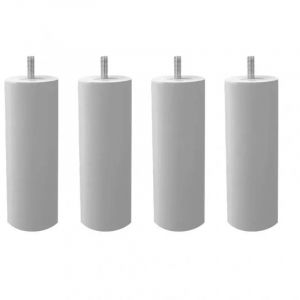 Meubletmoi - Lot de 4 pieds de meuble gris 15x6 rond bois de hêtre - pieds de lit
