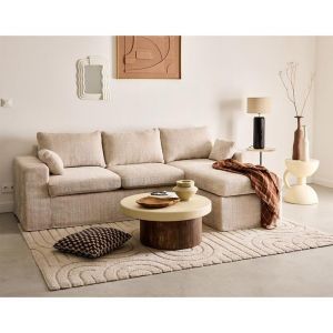Canapé d'angle réversible 3 places en velours texturé beige