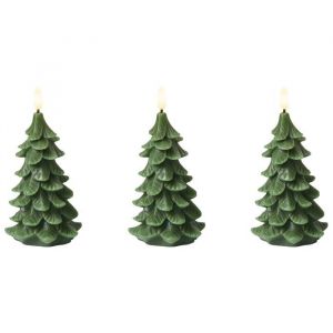 Beliani Lot de 3 D&eacute;corations d'Int&eacute;rieur LED Sapins de No&euml;l Bougies en Paraffine Vert Veloura
