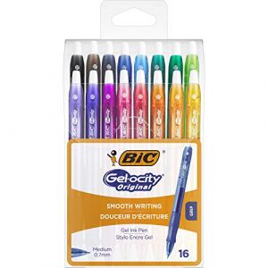 Image de Bic Gel-ocity Original Stylos Gel Rétractables Pointe Moyenne (0,7 mm) - Couleurs Assorties, Pochette de 16