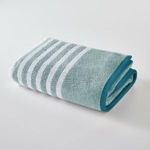 Drap de bain éponge rayé 500g/m2, Scenario Céladon/Blanc Taille 70X140 cm