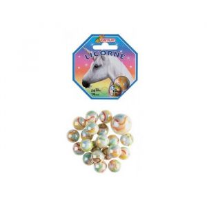Kim'play Filet 20 Billes 16mm Et 1 Calot 25 Mm, Licorne - Blanches Rayures Colorees - Jeu De Recre, Plein Air - Set Jouet Enfant Et Carte Tigre