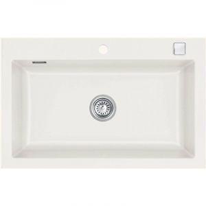 Évier céramique blanc brillant Systemceram MERA 1 bac 800x510 mm