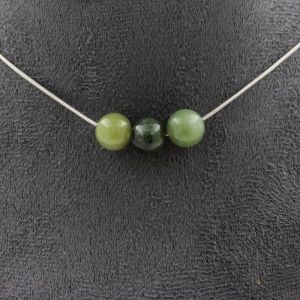 Collier 3 perles Jade 8 mm chaîne inox - A Bijoux