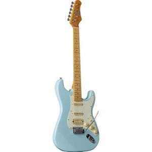Eko GUITARS &ndash; Guitare &Eacute;lectrique ST-351, Corps en Peuplier, Manche en &Eacute;rable, Touche en &Eacute;rable, Micros H-S-S, Chevalet Tremolo Vintage, 22 Frettes, Diapason 648 mm, Couleur Daphne Blue