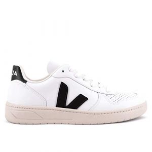 Veja V10 Leather Extra White Black Baskets - Sneakers Homme