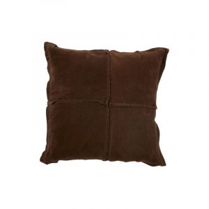 Image de J-Line Coussin Déco en Cuir "Reklan" 45x45cm Marron