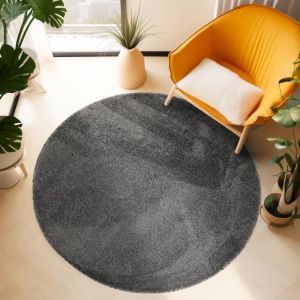 Tapis Salon Moderne - Azalée - Gris - 160 cm Rond Ø - 100% Polypropylène - SIMPEX