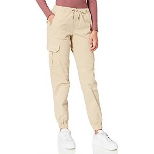 Urban classics Pantalons Femme High Waist Cargo Jogging Big 3XL cr&egrave;me