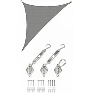 Amanka 3x3x4,2 Voile d'Ombrage Triangulaire Respirante - Toile de Jardin UV avec Fixation Acier INOX
