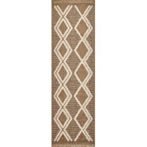 Nazar Tapis intérieur/extérieur aspect jute motif scandinave marron-60x180