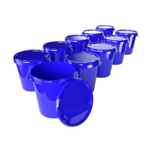 10x Seau Hobbock avec couvercle 31,5 l, qualité alimentaire bleu