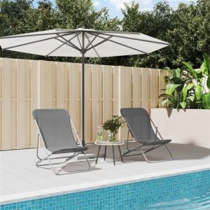 VidaXL Chaises de plage pliantes 2pcs textil&egrave;ne acier enduit de poudre