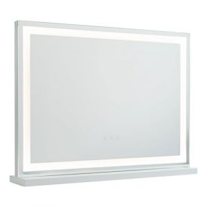 Miroir de maquillage avec bande led m&eacute;tal 58x43x12cm blanc