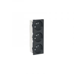 Schneider Electric Prise triple 2P+T - FR - 45° - Anthracite - Unica,