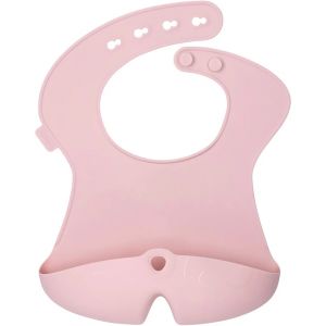 Bavoir silicone de voyage Roll Up Blush 4m+ - Rose
