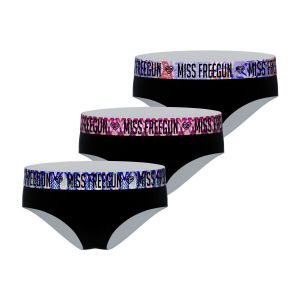 Freegun Culotte Femme Coton, sous-v&ecirc;tement F&eacute;minins, Confortable et Doux (Lot de 3), Noir Taille L