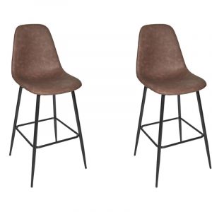 Chaise De Bar Amber Marron - Lot De 2