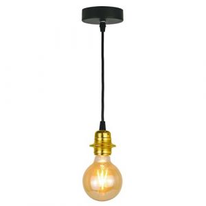 Lampe suspension design or en métal doré Compatible ampoule LED E27