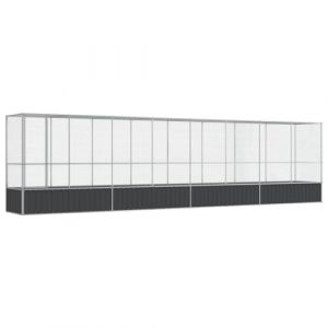 VidaXL Volière avec Extension argenté 834,5x107x212 cm Acier, volière à Oiseaux, Cage à perroquets, Grande Cage à perroquets, Cage à perruches