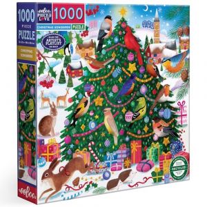 Eeboo Puzzle 1000 Pièces Christmas Songbirds - Puzzle De Noël 1000 Pièces - Dimensions 58.5 cm x 58.5 cm