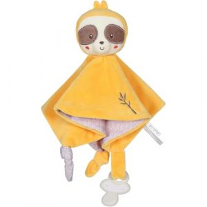 Gipsy TOYS &ndash; PARESSEUX &ndash; DOUDOU CARRE &ndash; GAMME &laquo; BAMBOO &raquo; - 24 CM S/CARTE &ndash; JAUNE ET MARRON &ndash; 1er AGE