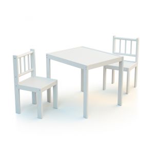 Image de Ateliers T4 Ensemble 1 table + 2 chaises blanc