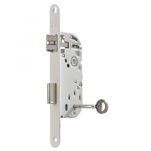 Vachette Serrure à encastrer NF clé L, axe 40 mm, réversible, blanc