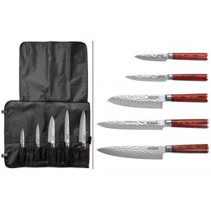 Trousse de chef 5 couteaux de cuisine Wusaki Pakka X50 Wusaki
