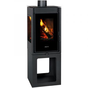 Prity - Poêle à bois PMV3-TV – 11 kW, Noir Graphite, Classe a, Design Panoramique Élégant