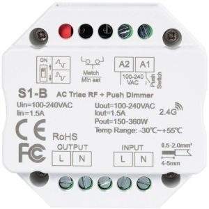 TechBrey Module de Variation LED Triac RF/Poussoir Blanc
