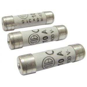 Tibelec Fusibles à voyant 8,5 x 31,5 mm Fusibles à voyant 10 A 400 V Pouvoir de coupure 20000 A Le voyant indique que la cartouche est grillée