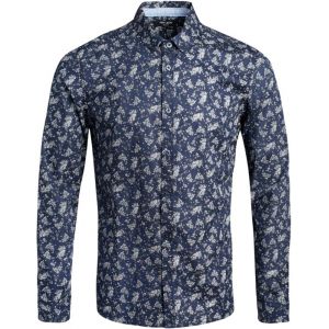 Teddy smith Carton ML Chemise Casual, Bleu (Total Navy/Motif Fleur 303j3), Medium (Taille Fabricant:M) Homme