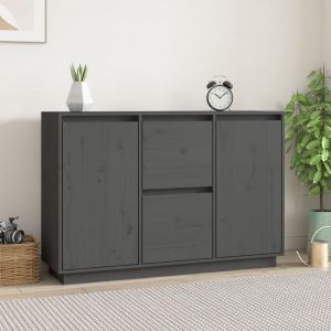 VidaXL Buffet Gris 111x34x75 cm Bois massif de pin Grey