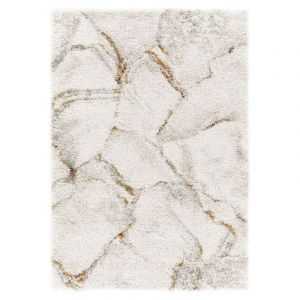 Image de Décoweb Tapis de salon - Marbré blanc - Veinage couleur - 80 x 150 cm