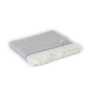 Les Jardins de la Comtesse Plaid cachemire et laine Gris Souris - Plaid léger grands chevrons - 130 x 230 cm
