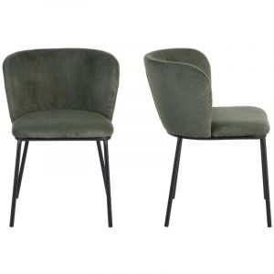 Lot de 2 chaises en velours côtelé vert kaki - Toma