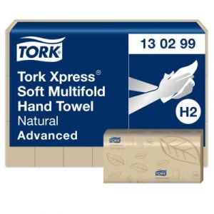 Tork Essuie-mains recyclé Xpress H2 enchevêtrés double épaisseur gaufré Naturel - 130299 - Lot de 21 rouleaux